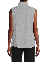 Pinstripe Cotton-Blend Blouse