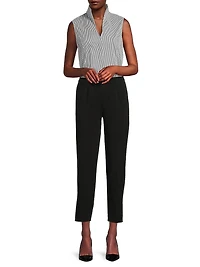 Pinstripe Cotton-Blend Blouse