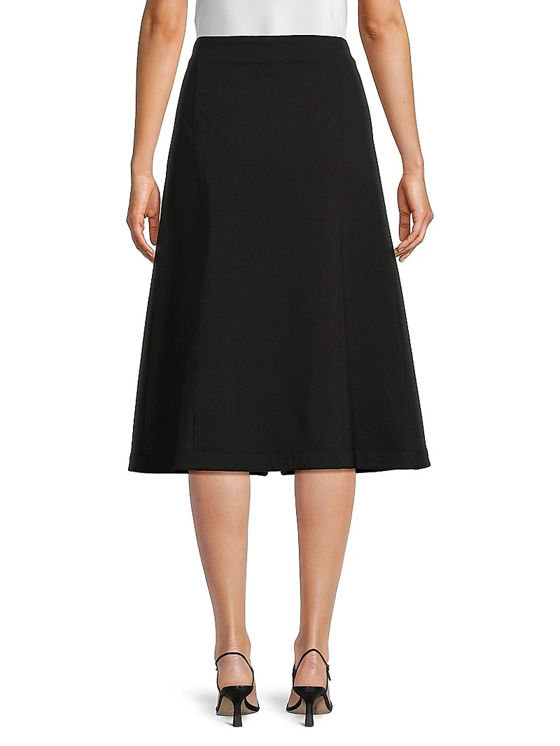A-Line Front-Slit Stretch Midi-Skirt