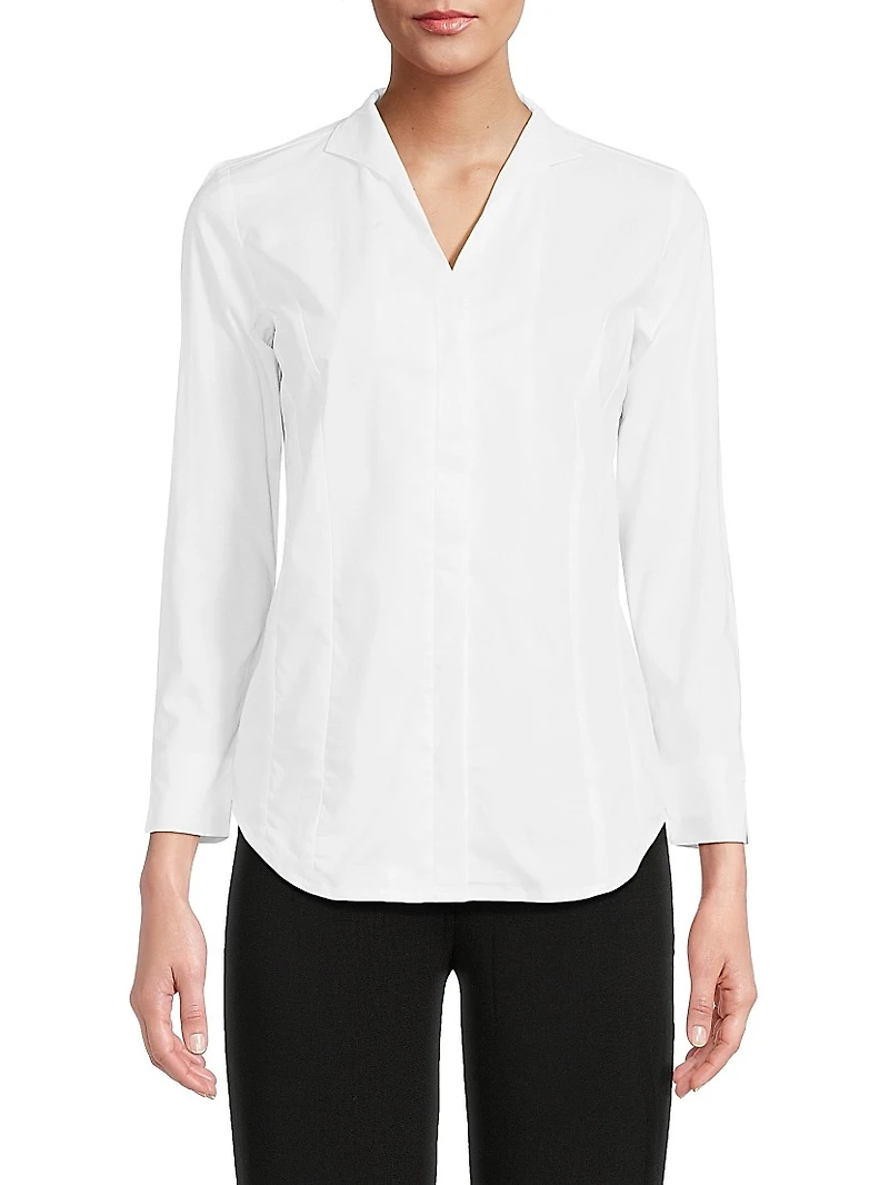 Stretch Cotton-Nylon Blouse