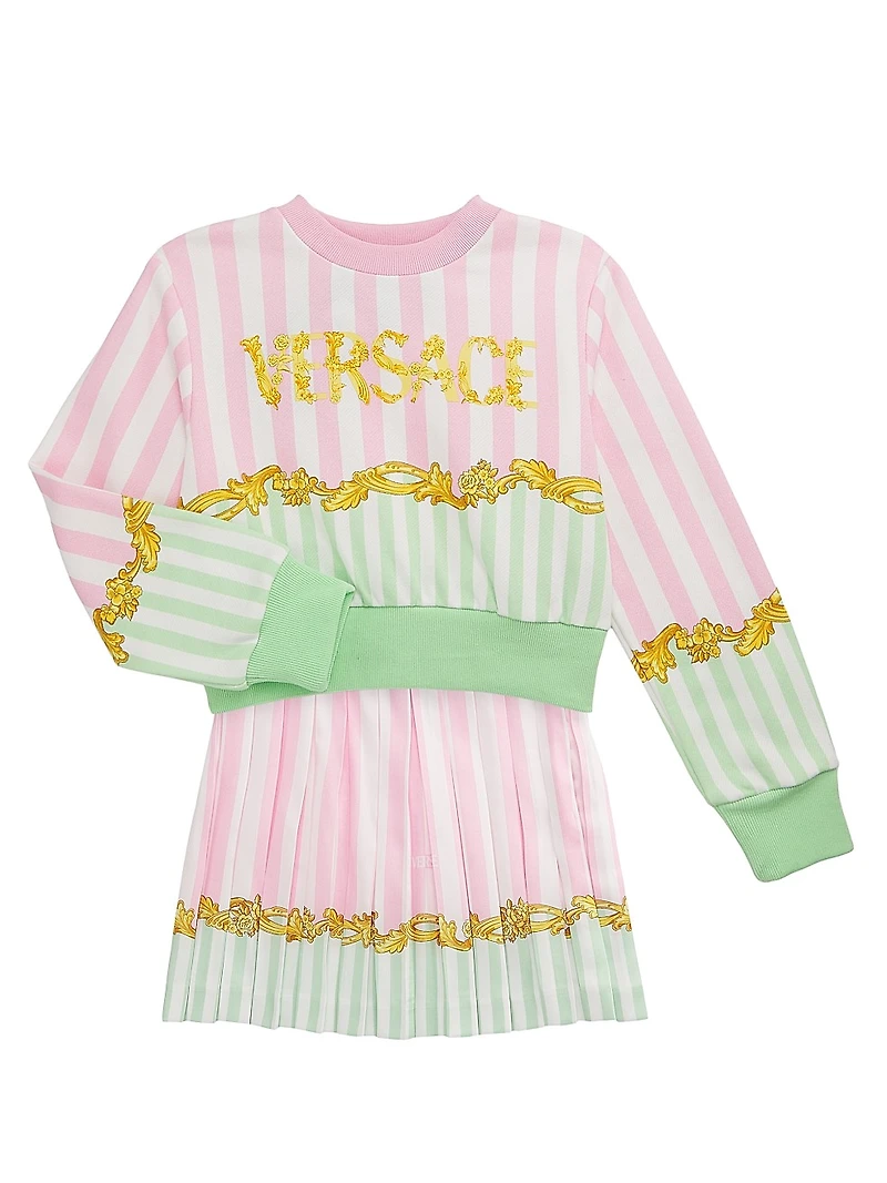 Little Girl's & Striped Twill Barocco Leaf Skirt