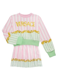 Little Girl's & Striped Twill Barocco Leaf Skirt