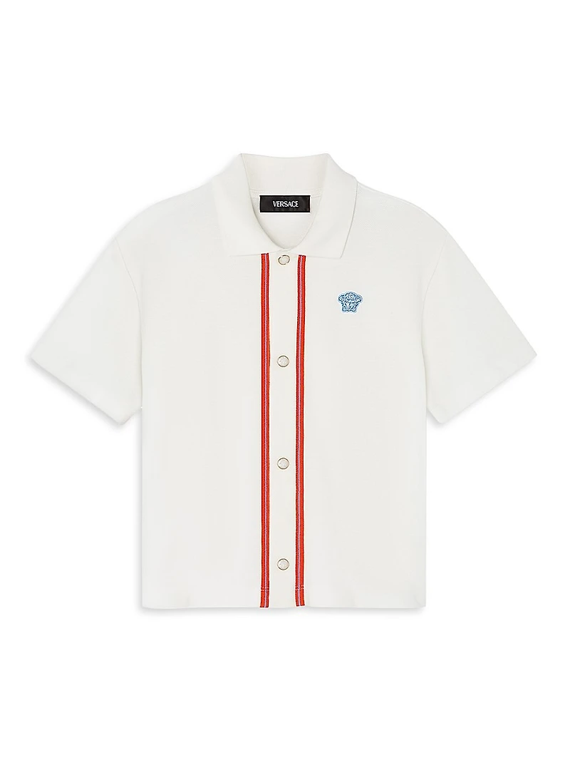 Little Boy's & Medusa Embroidery Piqué Shirt