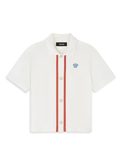 Little Boy's & Medusa Embroidery Piqué Shirt