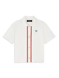 Little Boy's & Medusa Embroidery Piqué Shirt