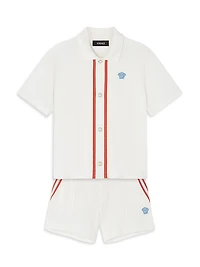 Little Boy's & Medusa Embroidery Piqué Shirt