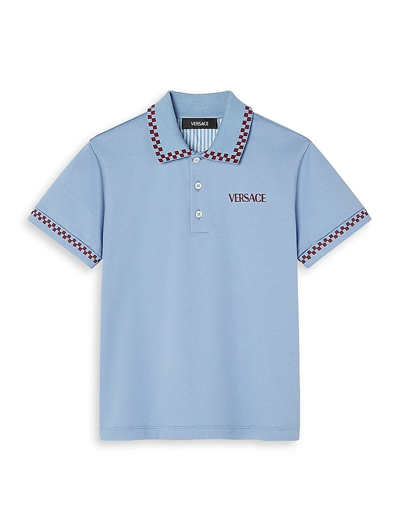 Little Boy's & Logo Damier Piqué Polo Shirt