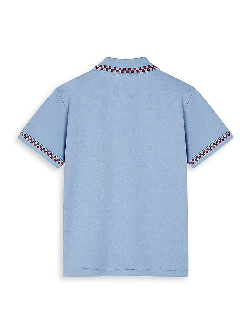 Little Boy's & Logo Damier Piqué Polo Shirt