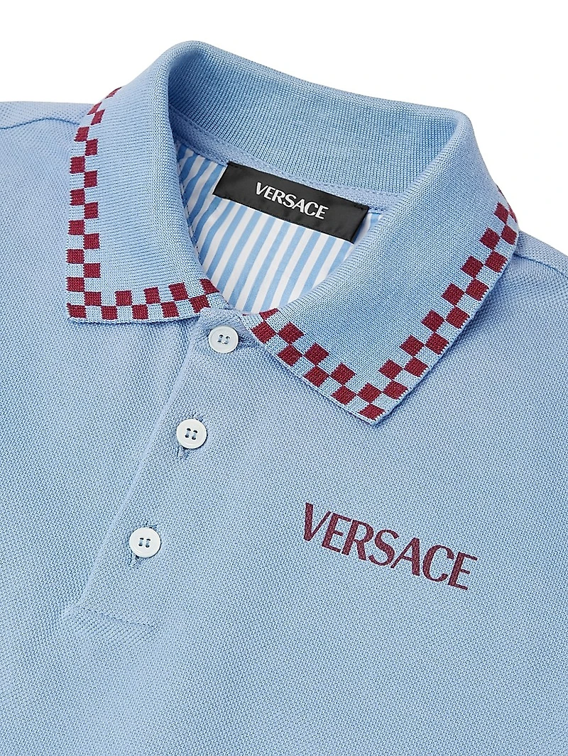 Little Boy's & Logo Damier Piqué Polo Shirt