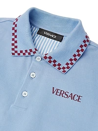 Little Boy's & Logo Damier Piqué Polo Shirt