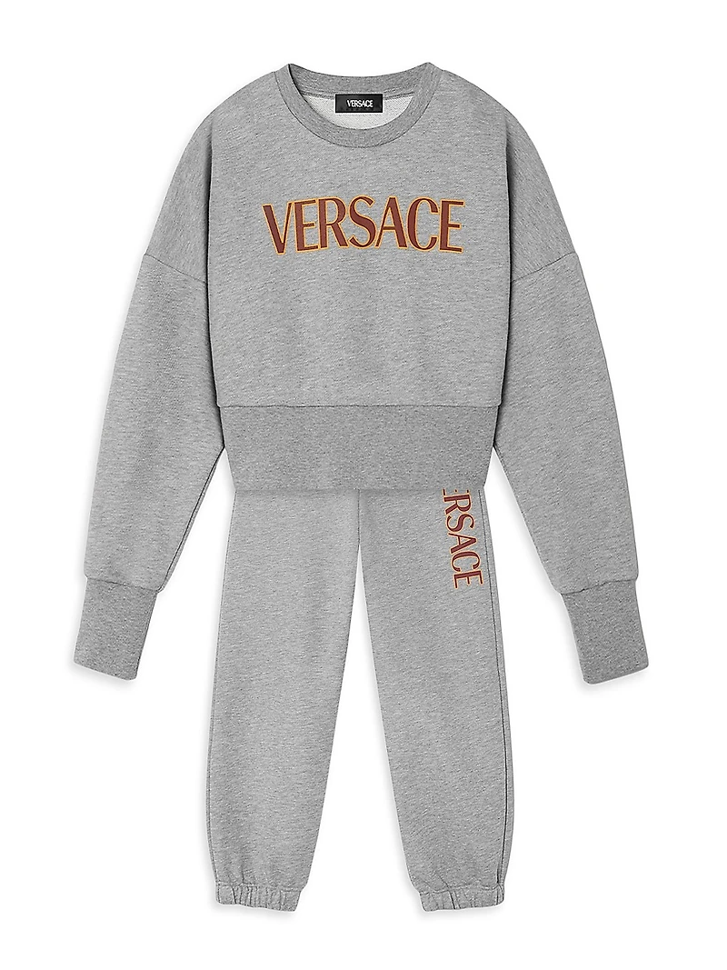 Little Girl's & Logo Fleece Crewneck Sweatshirt