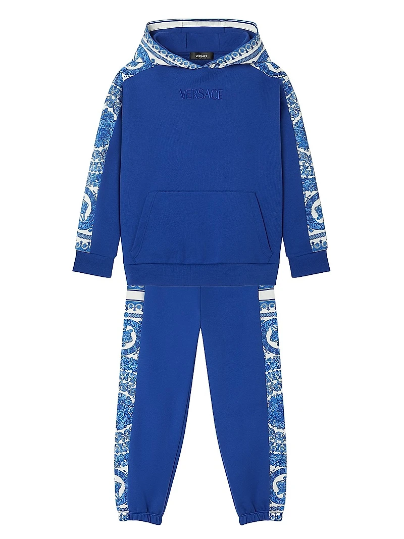 Little Girl's & Logo Barocco Foulard Hoodie