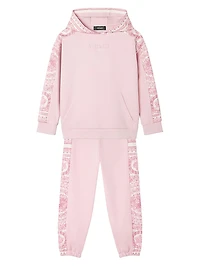 Little Girl's & Logo Barocco Foulard Fleece Hoodie