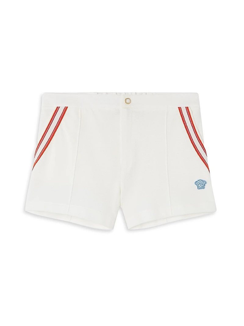 Little Boy's & Medusa Embroidery Piqué Shorts