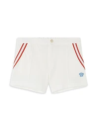 Little Boy's & Medusa Embroidery Piqué Shorts