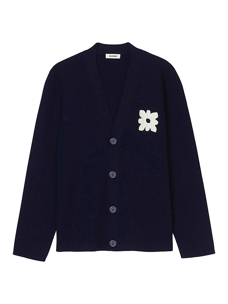 Cardigan with Flower Detail