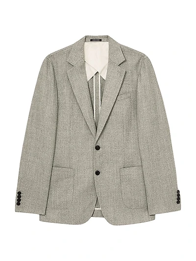 Textured Wool-Blend Single-Breasted Blazer