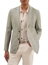 Textured Wool-Blend Single-Breasted Blazer