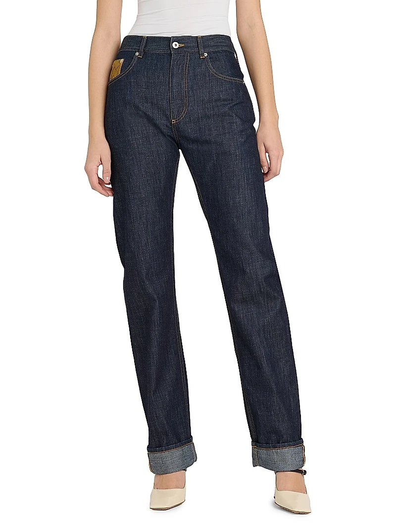 Mid-Rise Straight-Leg Jeans