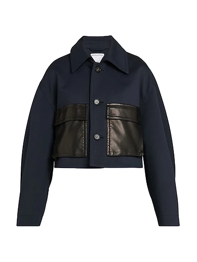Mixed-Media Cotton & Wool Jacket