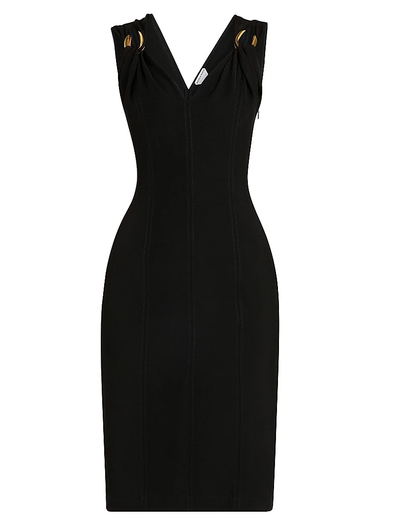 Grainy Sculpted Metal Buckle Dress