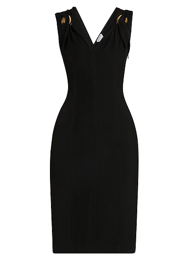 Grainy Sculpted Metal Buckle Dress
