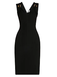 Grainy Sculpted Metal Buckle Dress