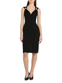 Grainy Sculpted Metal Buckle Dress