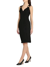 Grainy Sculpted Metal Buckle Dress