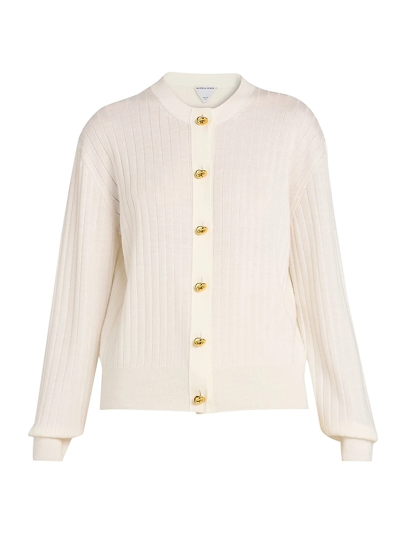 Rib-Knit Wool Cardigan