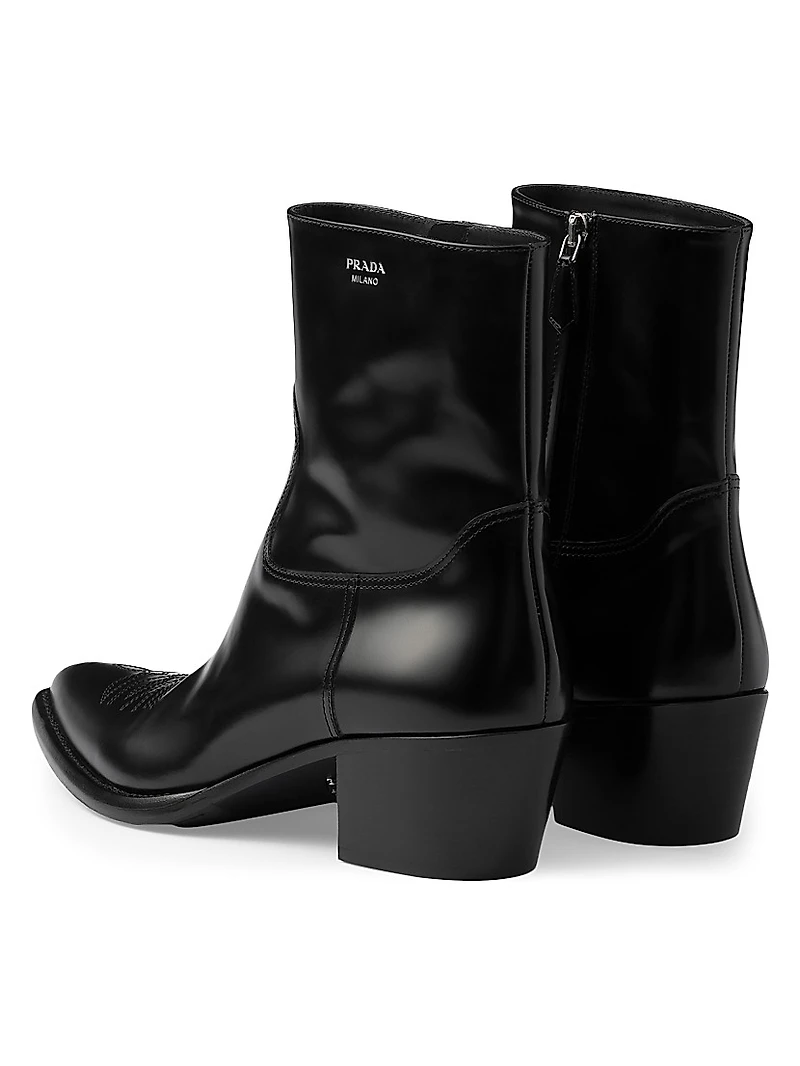 Brushed Leather Booties