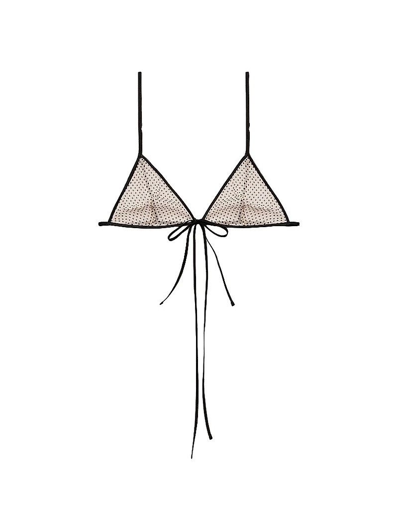 Polka-Dot Silk Chiffon Bra Top