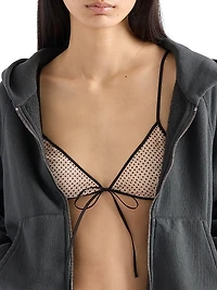 Polka-Dot Silk Chiffon Bra Top