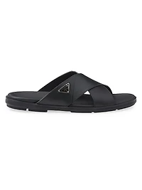 Leather Crisscross Slides