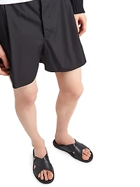 Leather Crisscross Slides