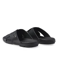 Leather Crisscross Slides