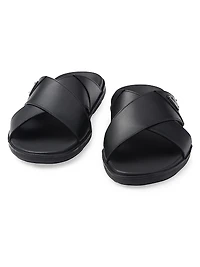 Leather Crisscross Slides