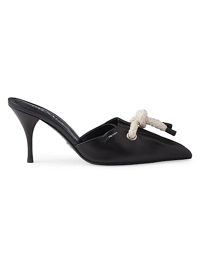 Nappa Leather 85MM Mules with Cord Detail