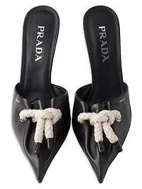 Nappa Leather 85MM Mules with Cord Detail