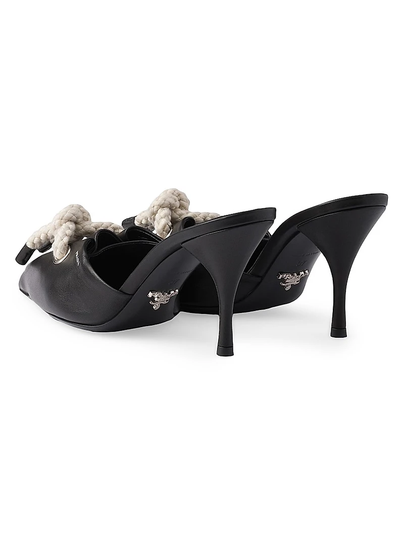 Nappa Leather 85MM Mules with Cord Detail
