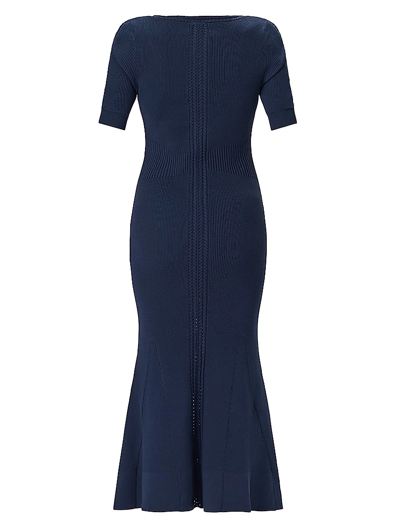 Aria Rib-Knit V-Neck Midi-Dress