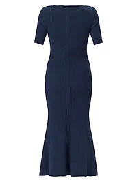 Aria Rib-Knit V-Neck Midi-Dress