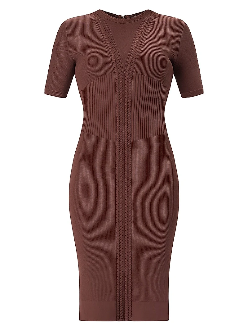 Alina Rib-Knit Crewneck Midi-Dress