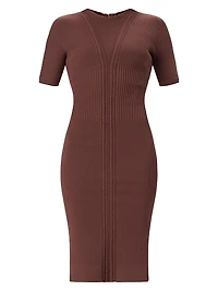 Alina Rib-Knit Crewneck Midi-Dress