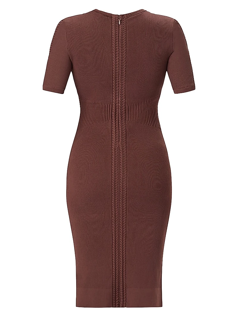 Alina Rib-Knit Crewneck Midi-Dress