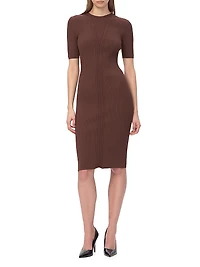 Alina Rib-Knit Crewneck Midi-Dress