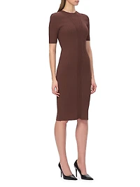 Alina Rib-Knit Crewneck Midi-Dress