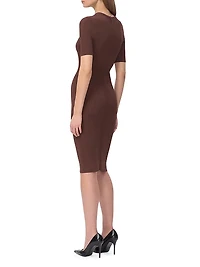 Alina Rib-Knit Crewneck Midi-Dress