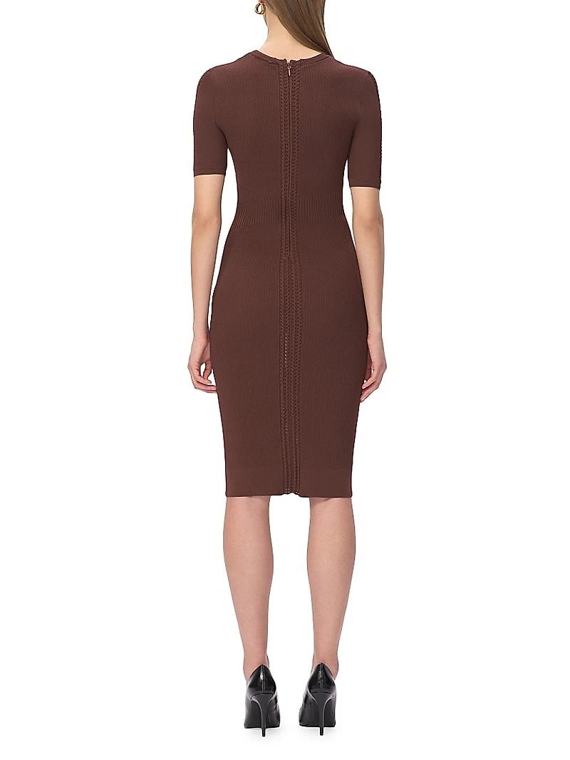 Alina Rib-Knit Crewneck Midi-Dress
