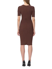 Alina Rib-Knit Crewneck Midi-Dress